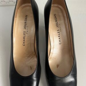 Charles Jourdan  Black leather Pumps Heels 7.5